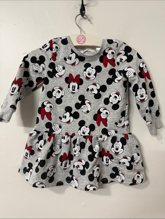 H&M Other - H&M Grey Mickey & Minnie Print Peplum Dress with Red Accents